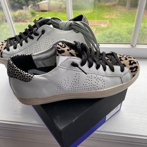 P448 John sneakers, white and leopard, sz 39